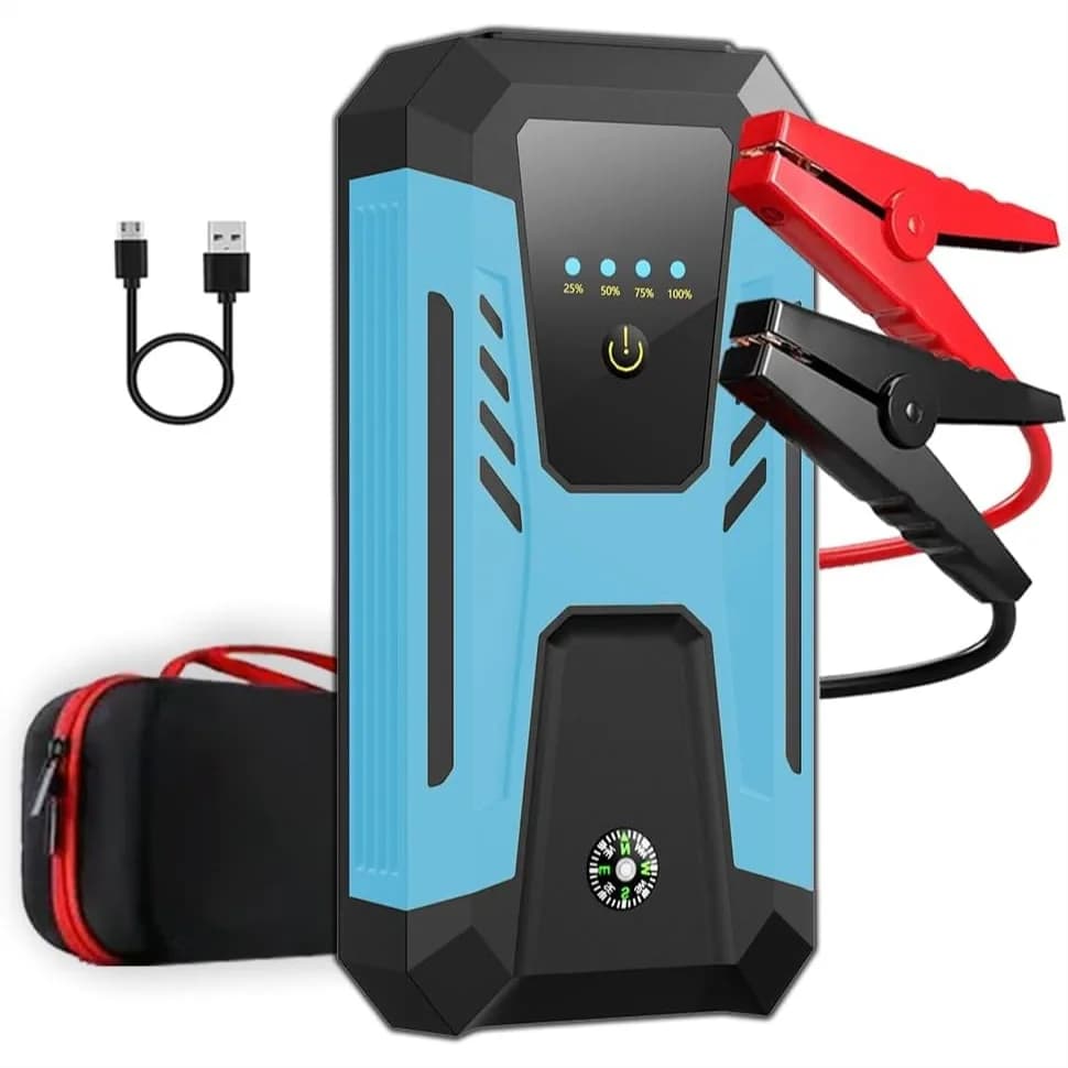 Avviatore di Emergenza 6000A per Motori a Benzina 10.0L/Diesel 8.0L, Avviatore Portatile per Auto con Luce di Emergenza e Custodia per il Trasporto