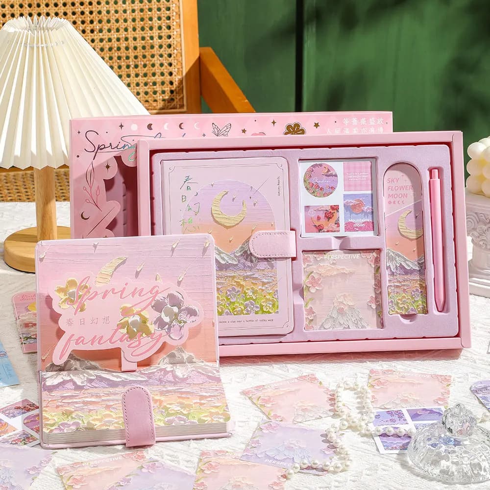 Retro Painting Journaling Kit With Notebook Scrapbooking Stickers Pen Paper Bookmark And Sticky For Student Stationery Supplies
