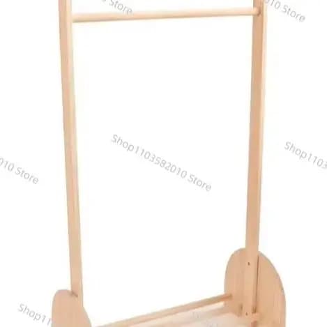 Appendiabiti per Bambini in Legno Massello Stile Nordico, Scaffale Portaoggetti per Armadio con Ripiano per Scarpe per Camera da Letto