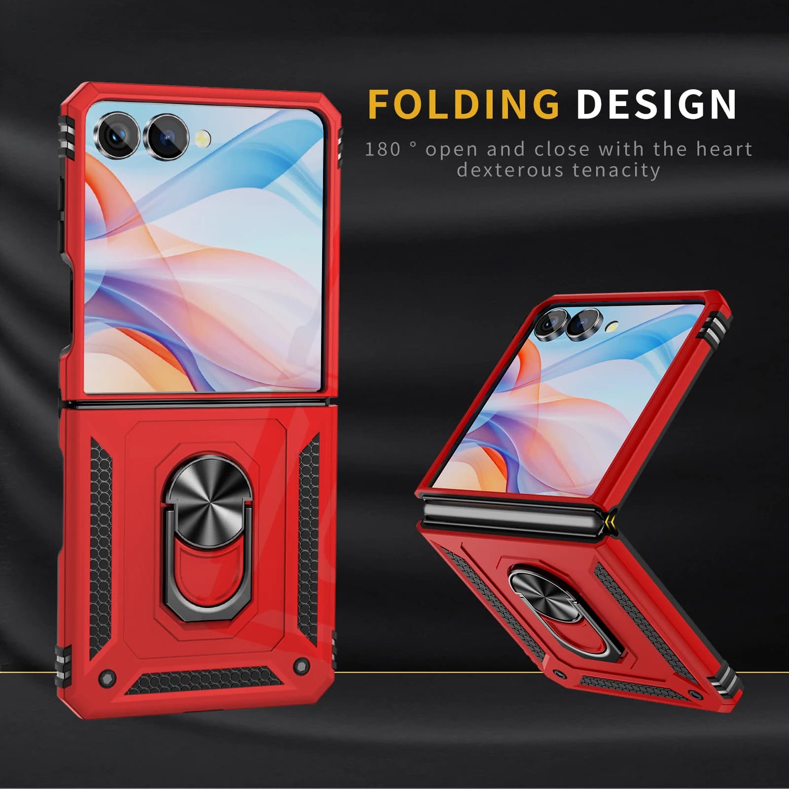 Military-grade shock phone case for Samsung Galaxy Z Flip 7 Armor Ring Stand Protective Case for Z Flip 7 FE 6 5 4 3