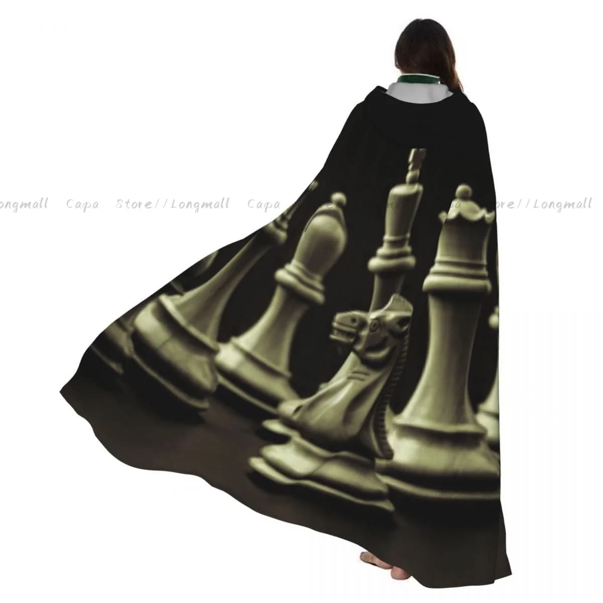 Set di scacchi di Halloween per adulti Mantello Mantello con cappuccio Costume medievale Cappotto completo