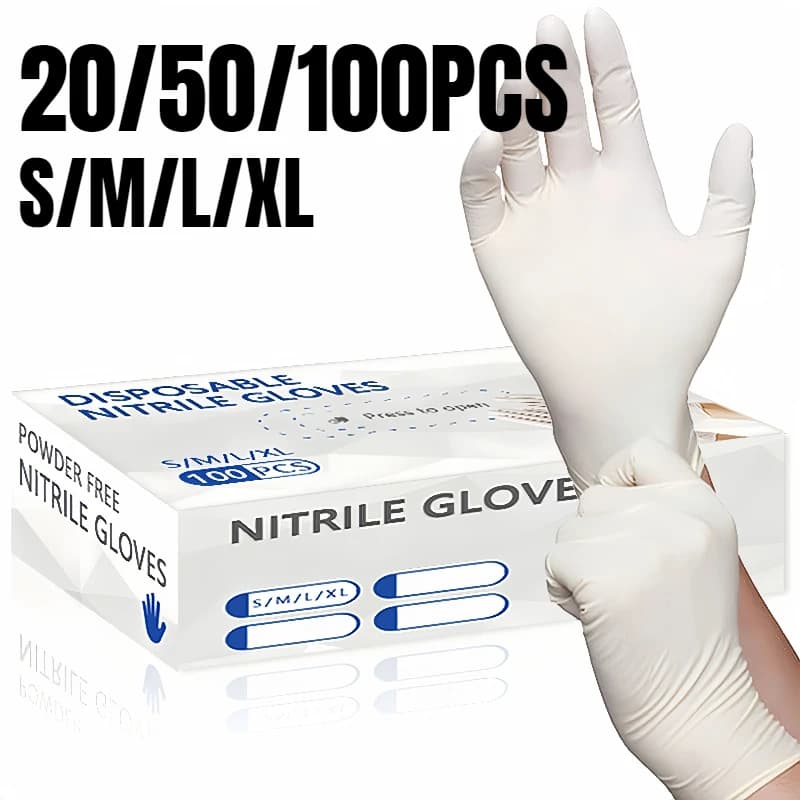 20/50/100PCS Guanti in nitrile bianco Ciotole per spazzolare Lavare i pavimenti Igiene domestica Pet Bagno Pulizia Guanti usa e getta