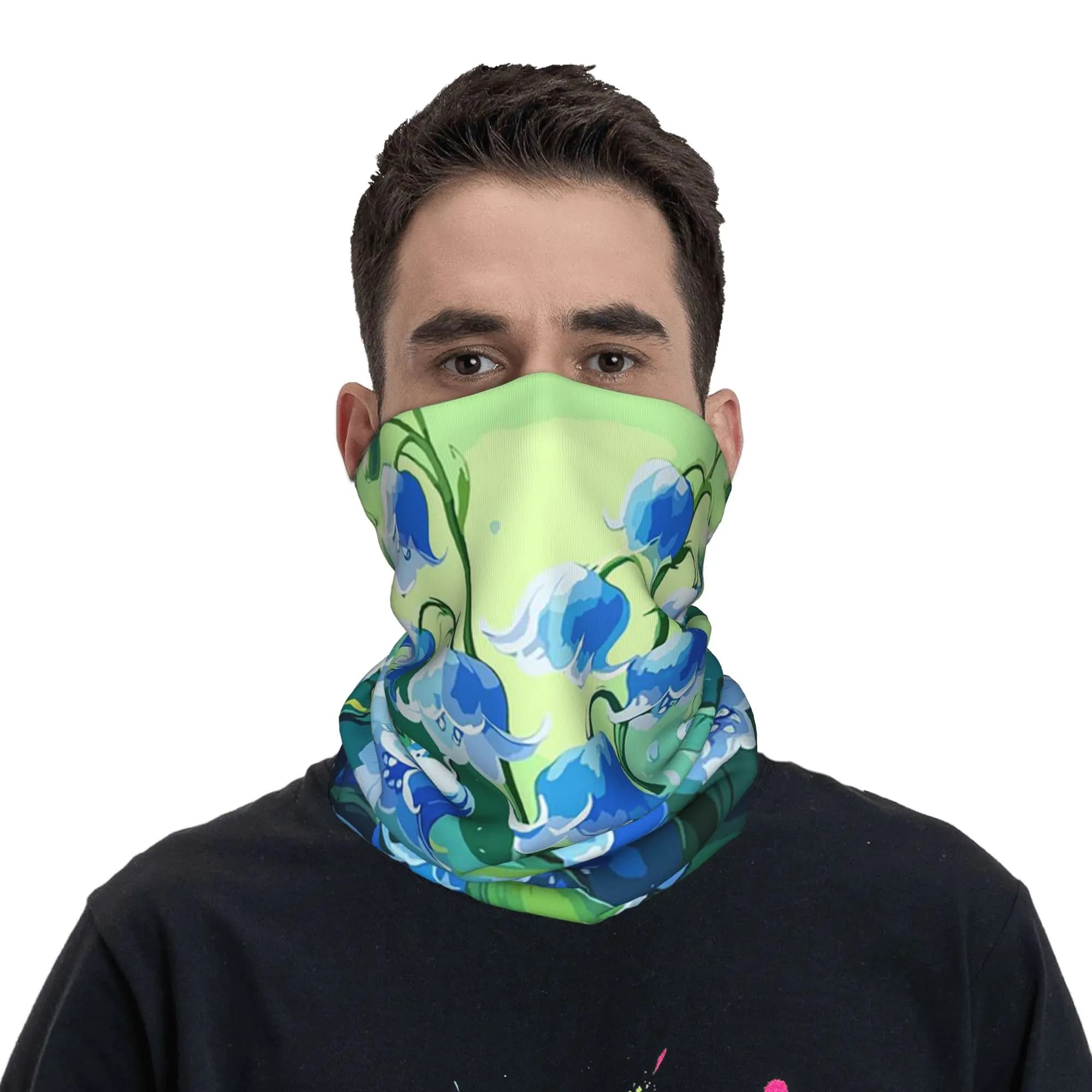 Bandana con stampa di fiori di lily of the valley, copricollo, sciarpa magica stampata, maschera per il viso, sport all'aria aperta, unisex, per adulti, antivento