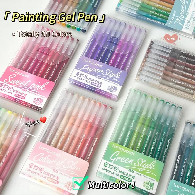 Set di 9 Penne Gel Multicolore, Penne a Inchiostro Gel Colorate 0.6MM, Penne per Graffiti Fai-da-Te, Penne per Disegno in Colori Retrò Morandi, Nuovi Articoli per l'Arte
