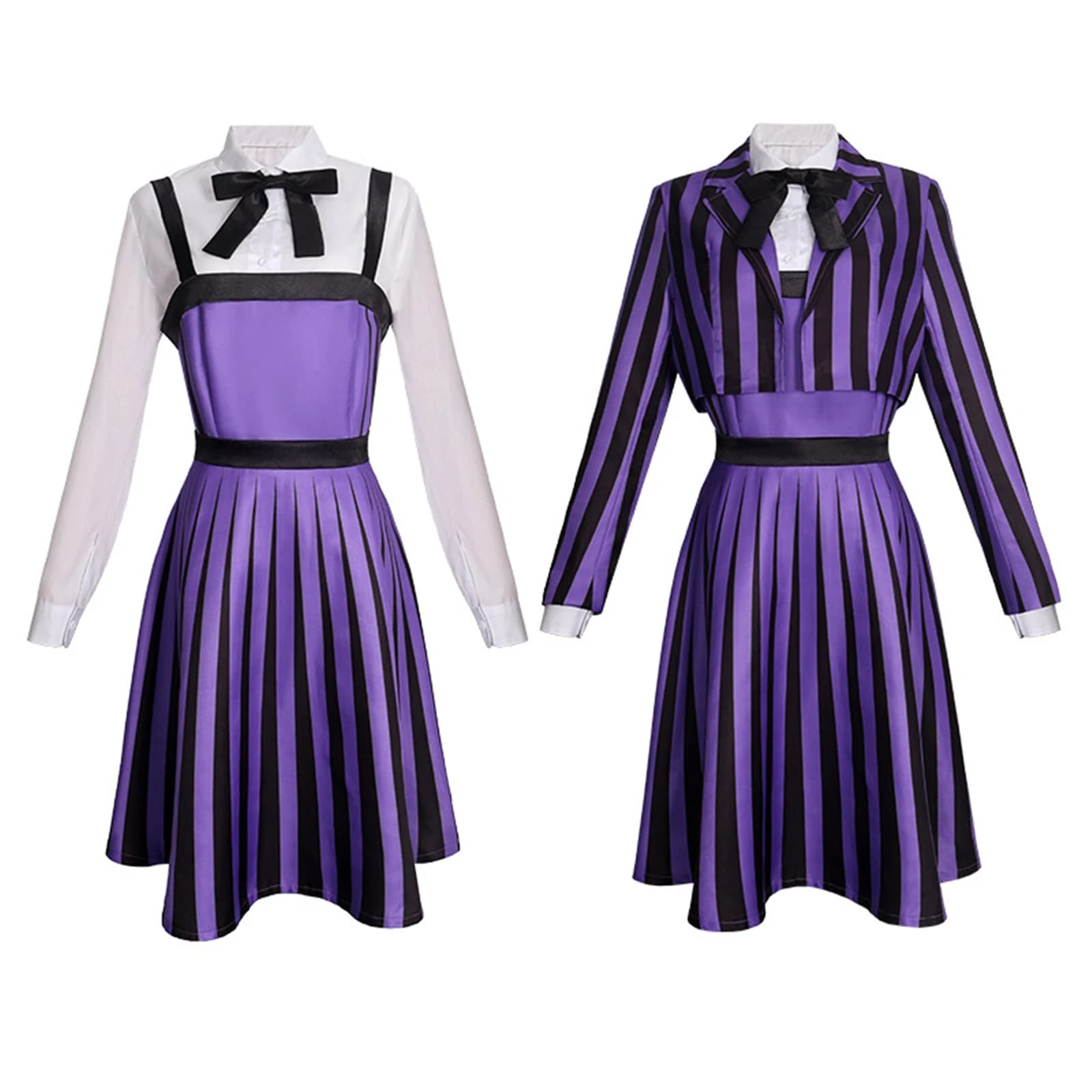 Enid Sinclair Costume Cosplay Ragazza Donna Viola Uniforme scolastica Film Abito a righe Set giacca Set di abiti di Halloween