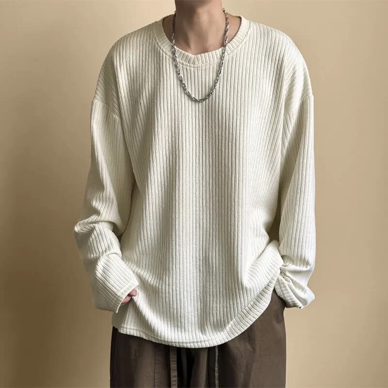Magliette casual da uomo primavera autunno tinta unita scollo a V magliette a maniche lunghe uomo moda pullover tutto-fiammifero magliette larghe streetwear