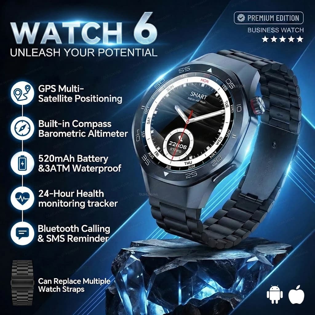 New GPS Smartwatch for Men with 1.53 Inch AMOLED HD Screen, Sport Watch with Compass, Waterproof, Health Monitor and Bluetooth Calls