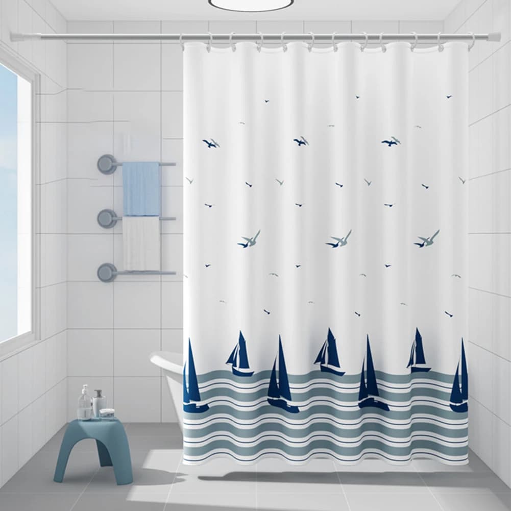 Cur doccia con stampa mare ​ tain con ganci per bagno, tende da doccia decorative per uso domestico impermeabili per vasca da bagno