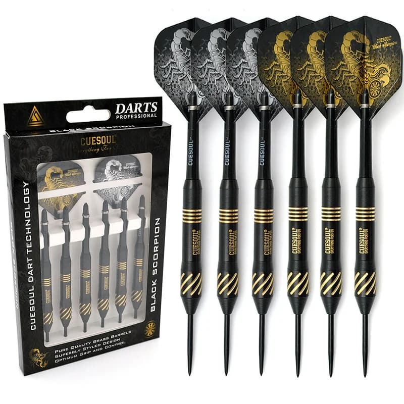 CUESOUL Black Scorpion 20g/22g/24g Freccette - Confezione da 6 pezzi, set di freccette in ottone con punta in acciaio