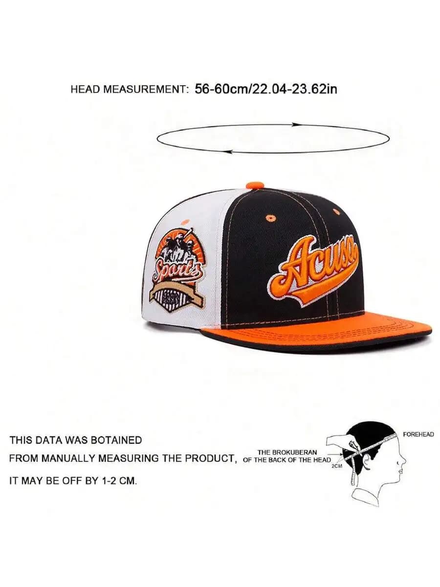 Color Block Embroidered Snapback Baseball Cap Adjustable Outdoor Sun Protection Hat For Men