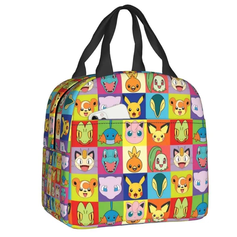 Borsa Termica per il Pranzo con Personaggi Anime Cartoon Pikachu, Impermeabile, Isolante, per Donne e Bambini, Borsa Portatile per Picnic