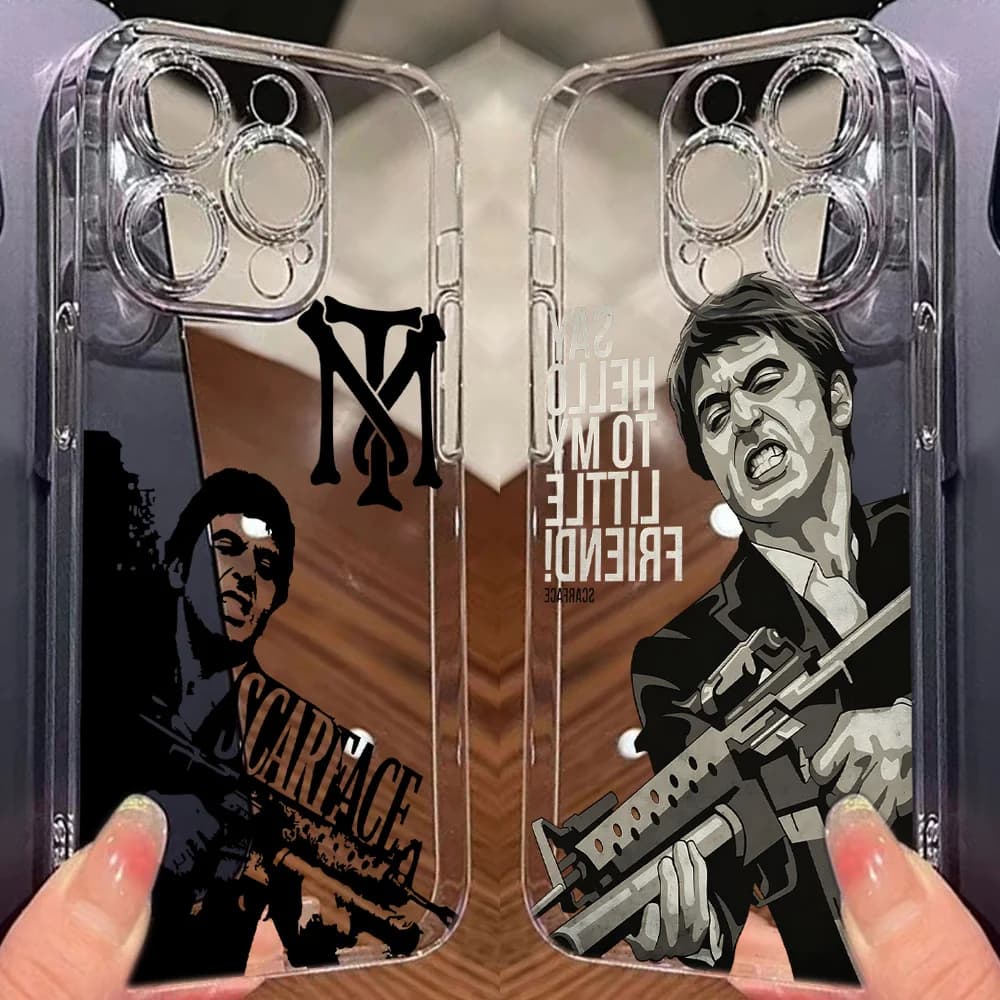 Custodia Classica Antiurto Tonny Montana Scar-Face per iPhone 17 16 15 11 12 14 13 Pro Max Mini X XS XR 7 Plus 16E Air