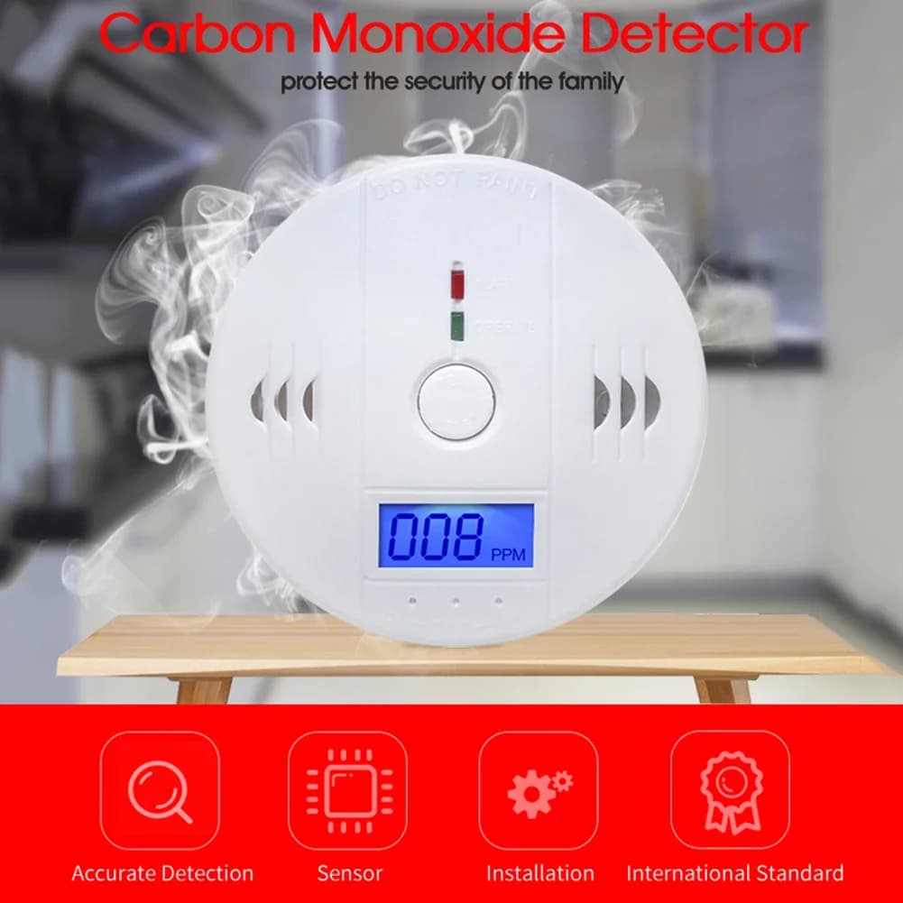 Rilevatore di monossido di carbonio Allarme monossido di carbonio Allarme di avviso CO alimentato a batteria Sensore di monossido di carbonio per uso domestico in cucina