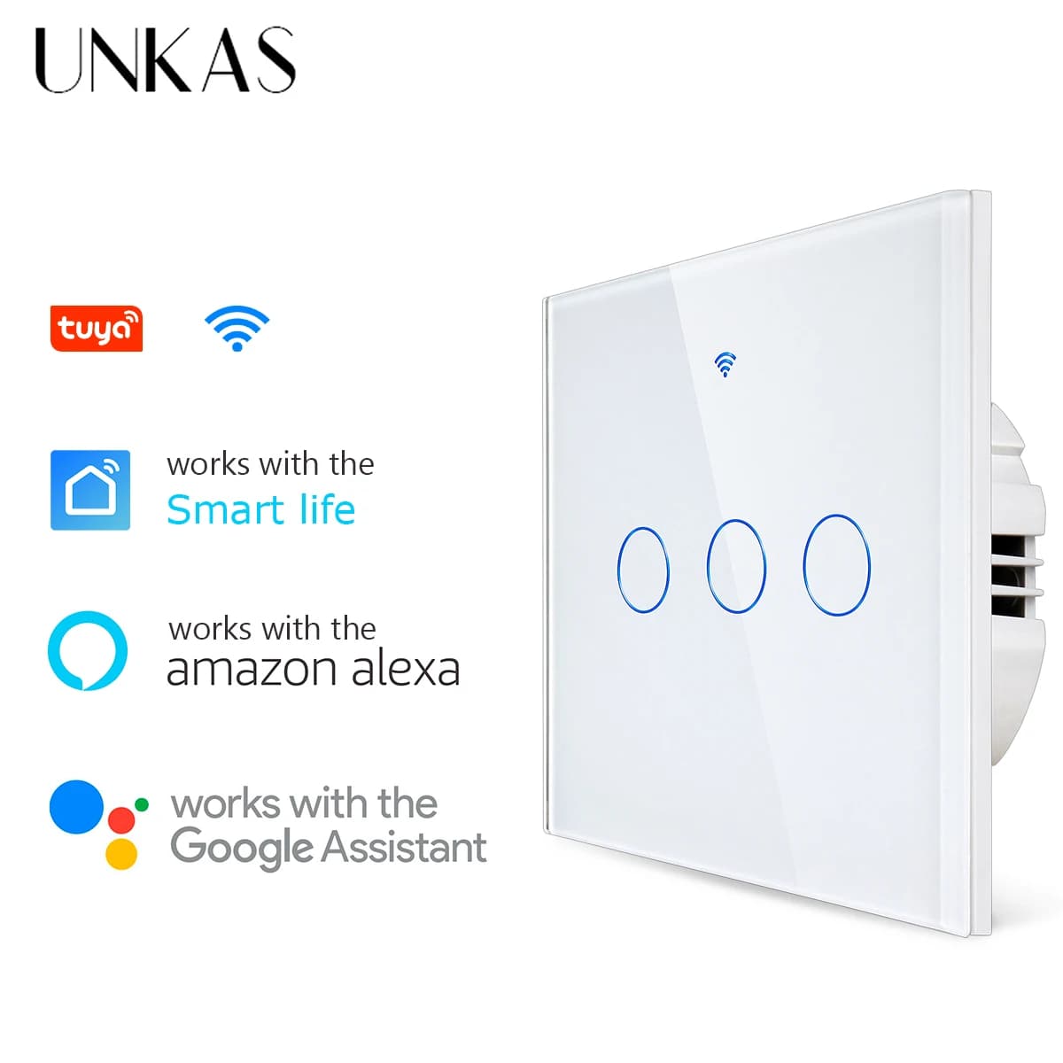 Interruttore Smart Home 1/2/3/4 Gang Sensore da parete bianco Wifi Interruttore della luce tattile Controllo Tuya Vita intelligente Google Alexa con Alice