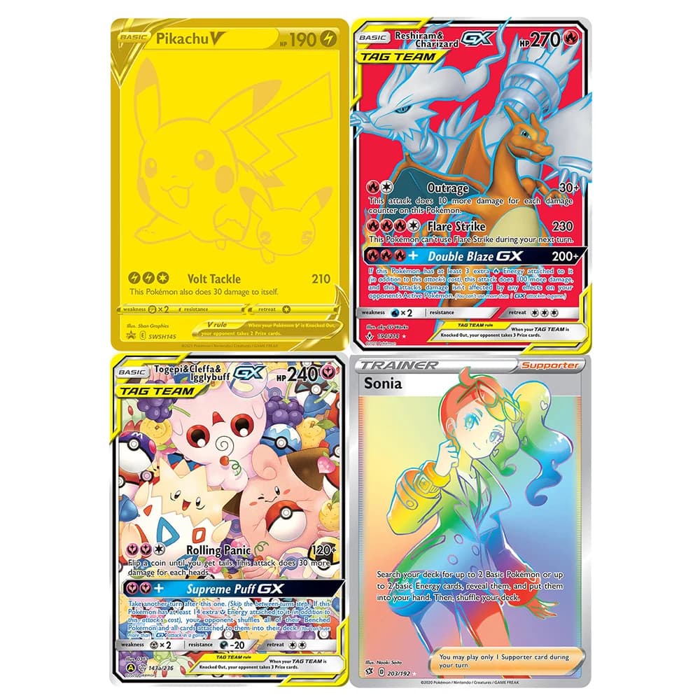 PKM Foil PROXY Cards Reshiram&Charizard GX Origin Forme Palkia Vstar Pikachu PTCG Game Collection Cards Game Toys