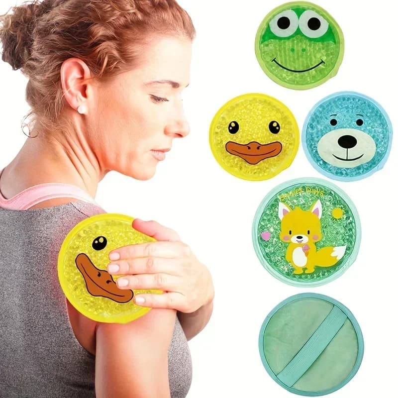 Impacco di gel riutilizzabile a forma di cartone animato per infortuni, impacco caldo e freddo doppio effetto, simpatico impacco caldo/freddo per gomito, ginocchio, dolori dentali, pronto soccorso