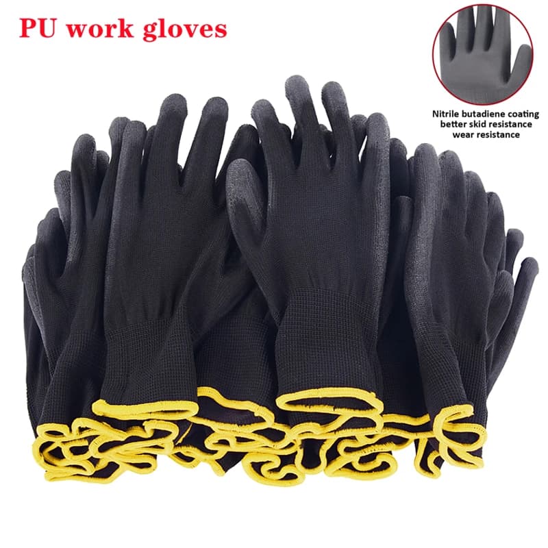 Guanti da lavoro rivestiti di sicurezza in nitrile Guanti rivestiti in PU e palmo I guanti di sicurezza sono adatti per veicoli da costruzione e manutenzione