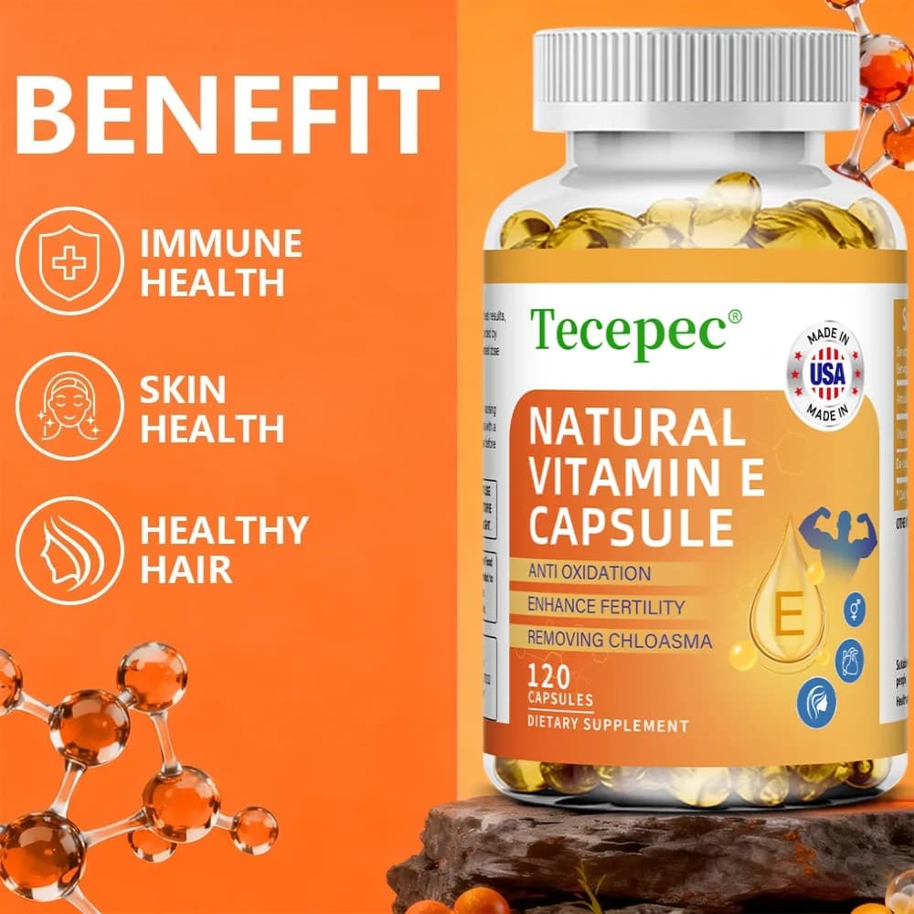 Vitamin E Softgels - Vegan, Gluten-Free, Non-GMO Antioxidant Dietary Supplement for Skin, Heart, Eye, and Immune Health Support