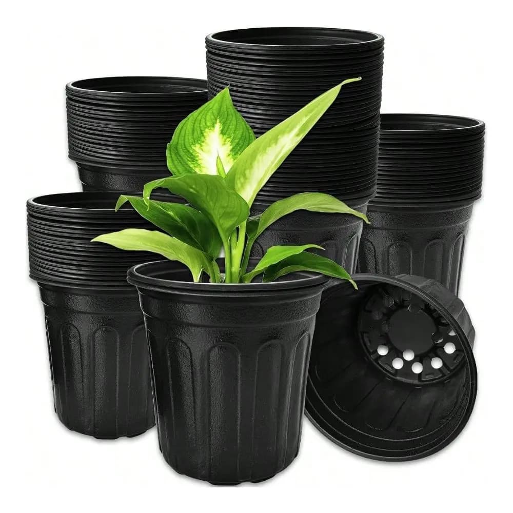 Confezione da 60 Vasi in Plastica Morbida da 1 Gallone per Piante, Contenitori in Plastica con Foro per Semina di Fiori e Piantine