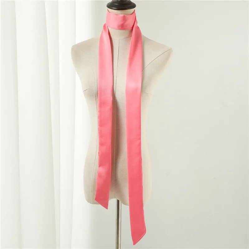 Nuovo 190*5 cm Solido Sciarpa Per Capelli Lungo Stretto Coreano Collo Sciarpa Per Capelli Nastro Esteso Sciarpe di Seta Fascia Foulard Foulard Hijab