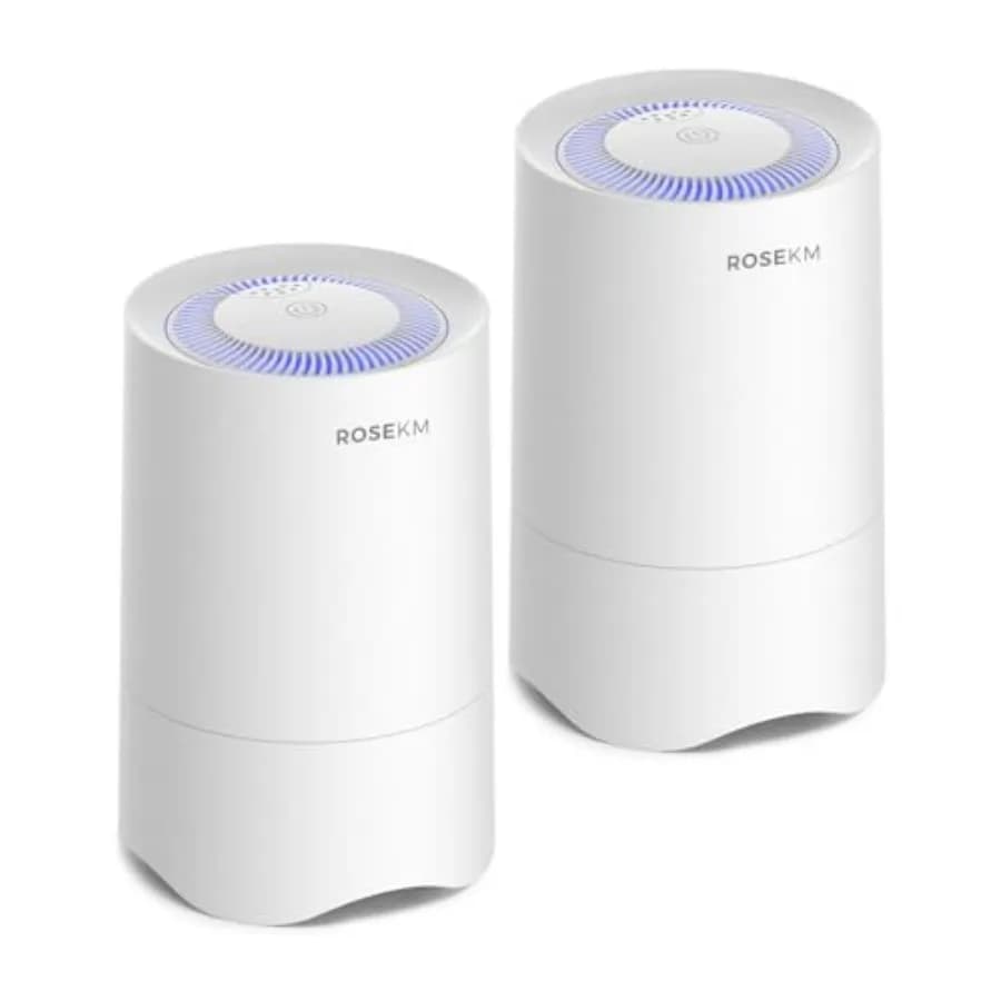 Purificatore d'Aria Compatto Rosekm per Casa, Camera da Letto, Scrivania Personale, Mini Depuratore d'Aria con Filtro Hepa per Dormitorio