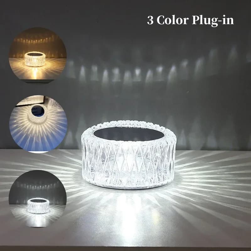 Lampada da tavolo in cristallo a LED creativa Proiezione tattile con luce USB RGB per la decorazione della luce dell'atmosfera della camera da letto di casa Luce notturna a LED