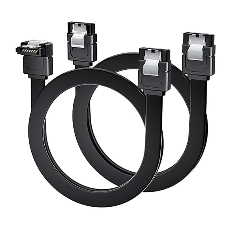 2 cavi SATA III, cavo dati SATA III 6 Gbps dritto compatibile con HDD SATA, SSD, driver CD, masterizzatore CD - Nero