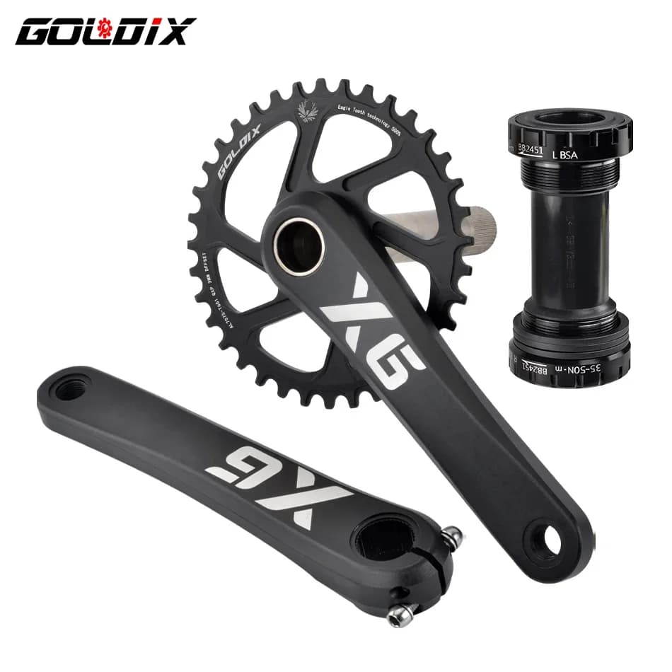 Guarnitura per bicicletta GOLDIX 170/175mm di lunghezza manovella forgiata corona a denti larghi e stretti 30/32/34/36/38T installa direttamente