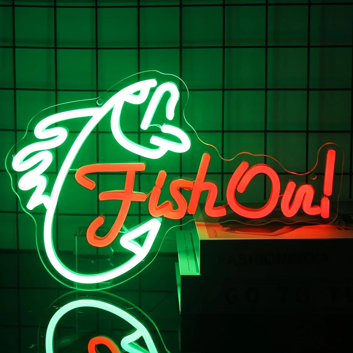 Insegna LED Neon a Forma di Pesce Dimmerabile, Decorazione da Parete Adatta per la Stanza da Uomo, Camera da Letto, Soggiorno, Regalo per Pescatori, Alimentata tramite USB