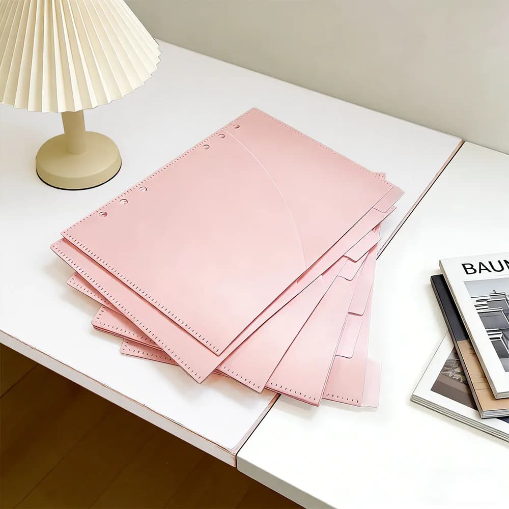 Tasche per raccoglitori A5 rosa, cartelle per quaderni, divisori per pagine, borsa impermeabile in PVC per archiviazione documenti a fogli mobili