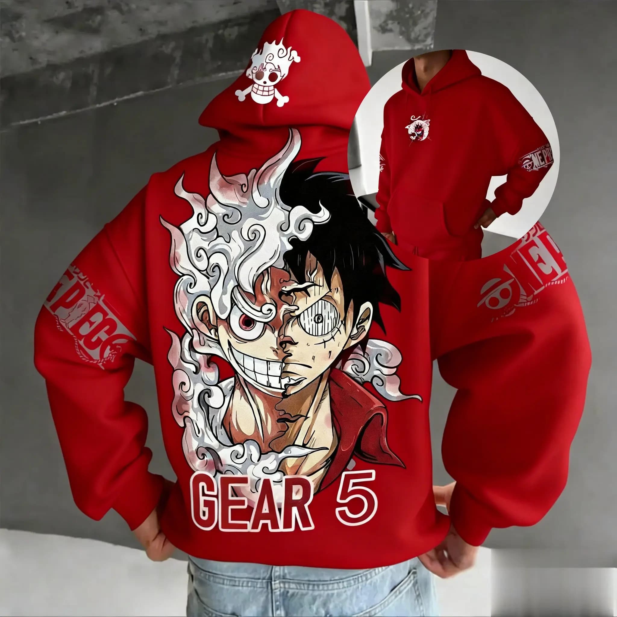 Felpa con Cappuccio Anime Primavera 2026 Uomo Donna One Piece Luffy Gear 5 Nika Streetwear Casual Pullover Cosplay Manica Lunga