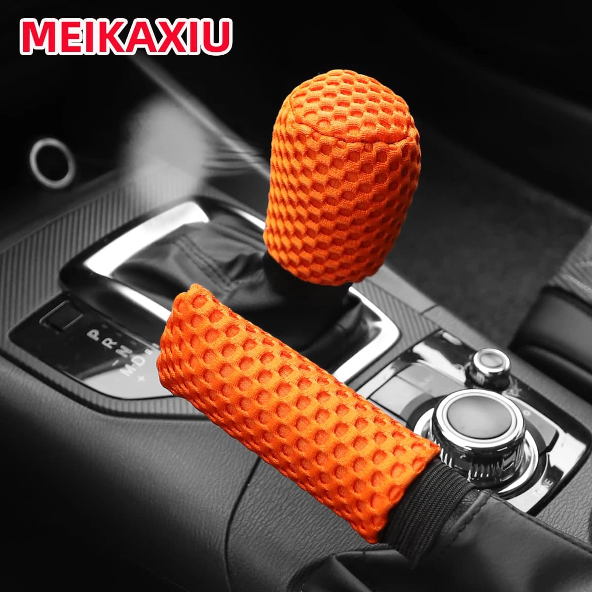 Copertura decorativa in rete 3D traspirante da 2 pezzi per leva del cambio manuale e leva del freno a mano dell'auto, forniture automobilistiche