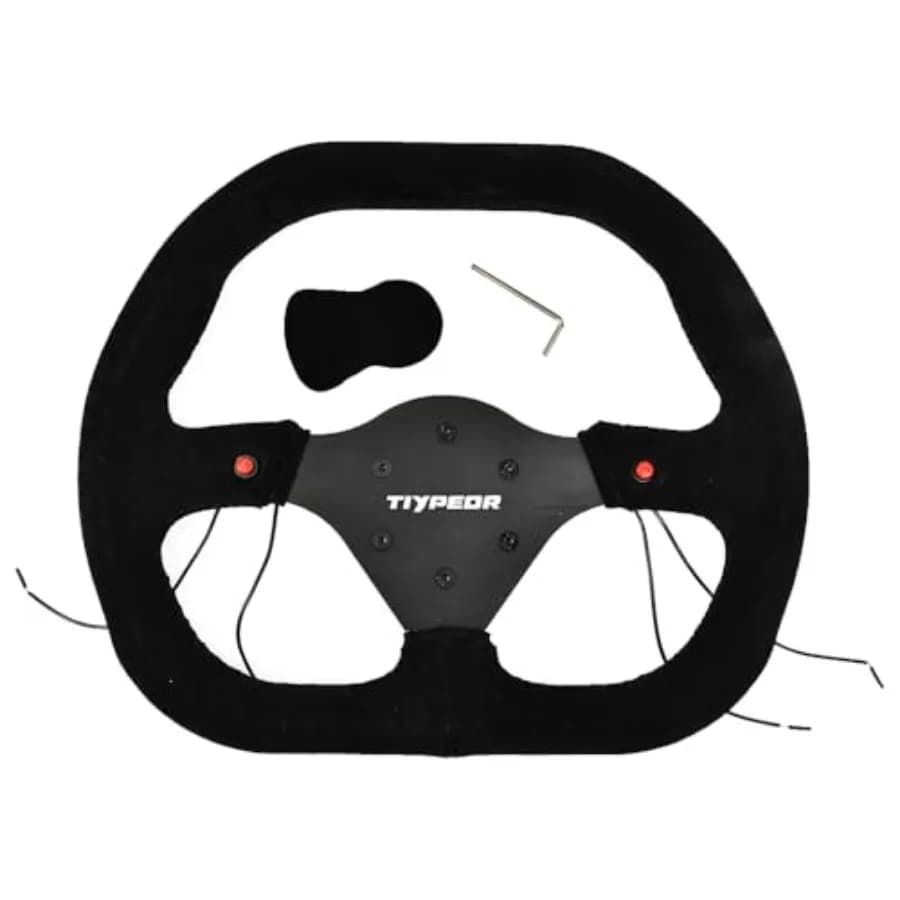 Volante Universale a D da 350mm con Bordo in Pelle Scamosciata Non Perforato, Supporto Ossidato e Logo Inciso al Laser