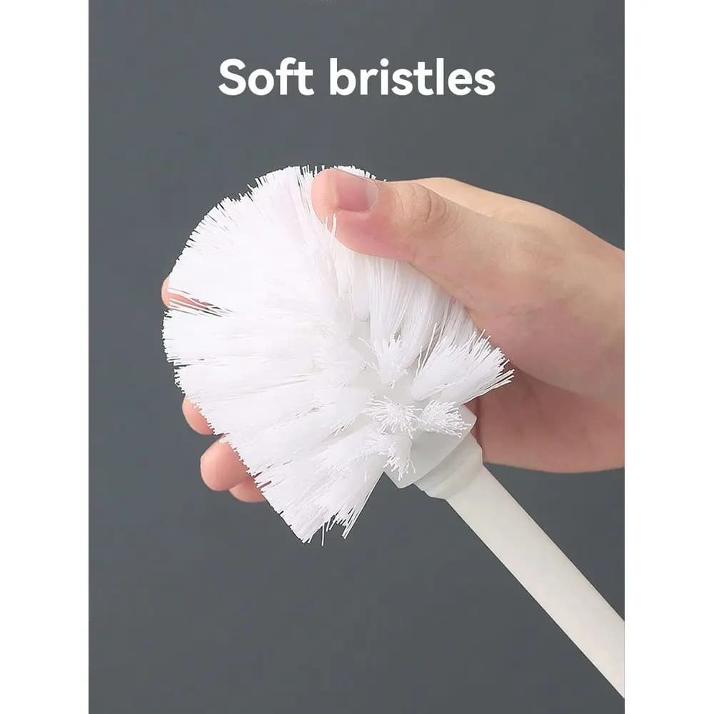 Spazzola per WC in plastica con base autoportante e manico lungo, spazzola per la pulizia del WC, accessori per il bagno, strumenti per la pulizia, efficace