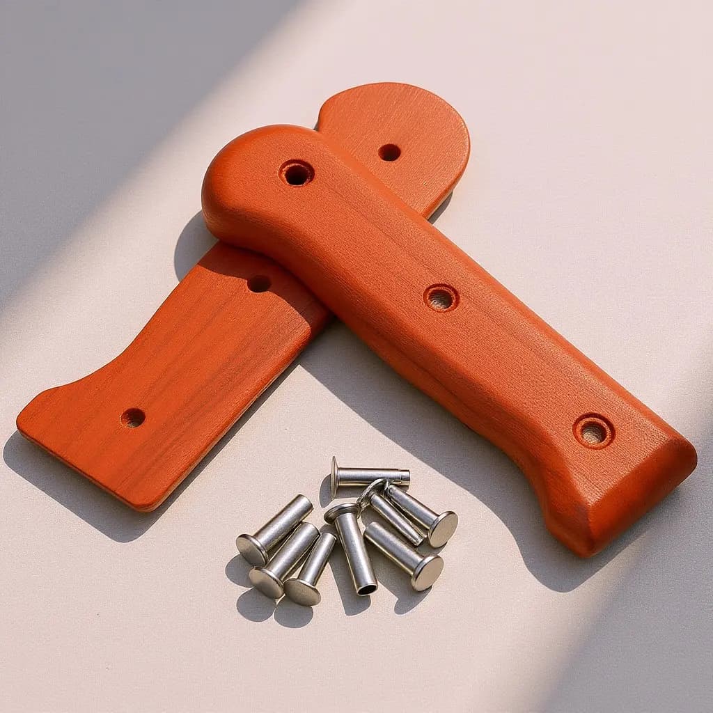 1Set Smooth Polished Wood Cutter Handle Replacement for Kitchen Knives Ergonomic Design Heavy Duty Chopping Cutter Grip Knife