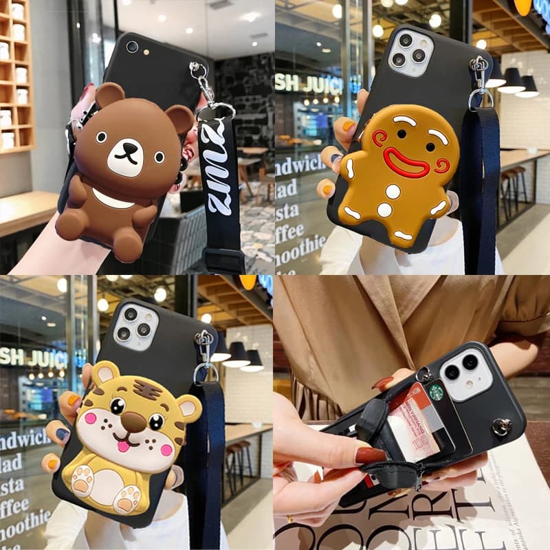 Cartoon DIY 3D Wallet Soft Silicone Case For Google Pixel 9 8A 8 Pro 7A 6A 6 Pro 5A 5 XL 4A 3A 3 Lite 2 Cute Cat Bag Dog Shell