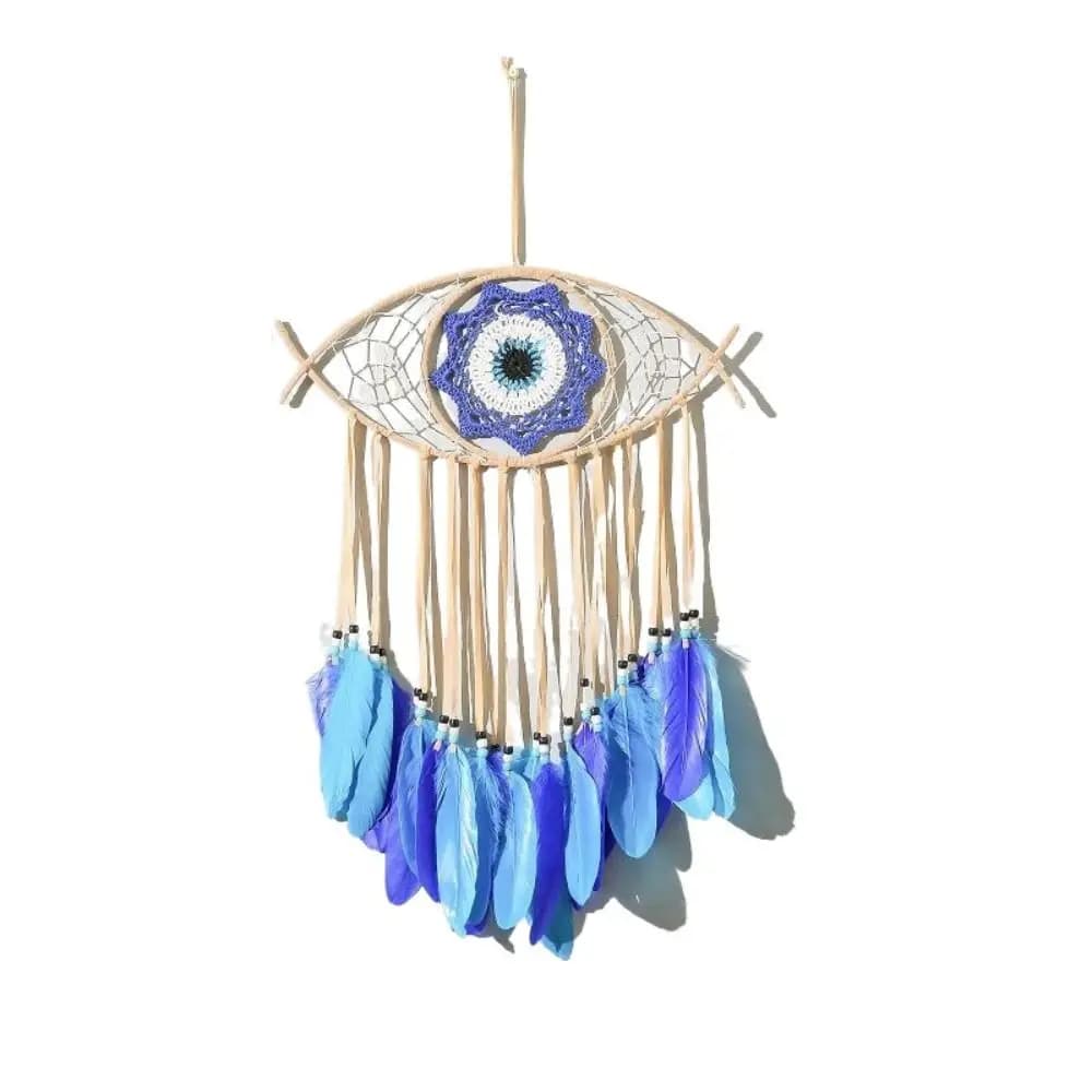 Wall Art Handmade Dreamcatcher Blue Feather Funny Evil Eye Dream Catcher Creative Evil Eye Pendant Gift