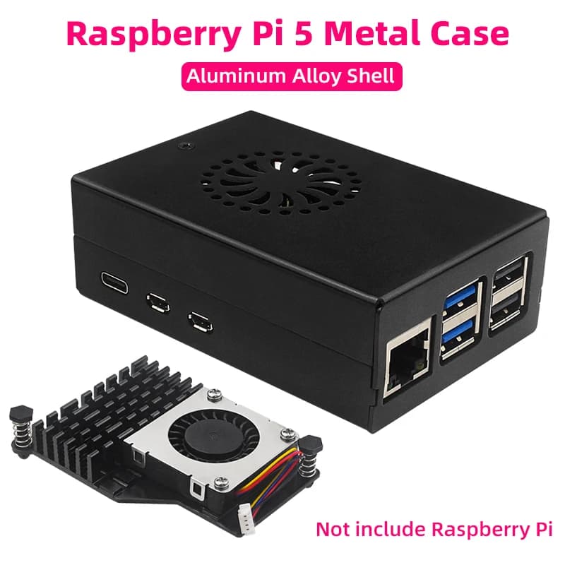 Metal case Raspberry Pi 5 Aluminium alloy shell compatible for active cooling device for RPI 5 Pi5