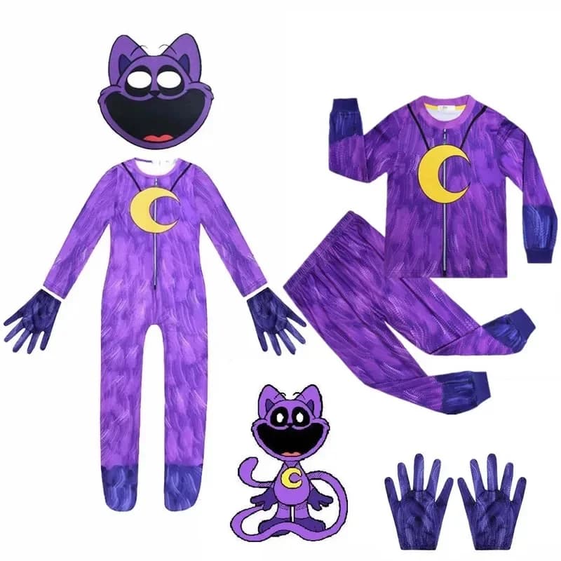 Smiling Critters Cat Nap Cosplay Costume Aminal purple cat Catnap Bodysuit Jumpsuit Outfits Suit s Halloween Costume