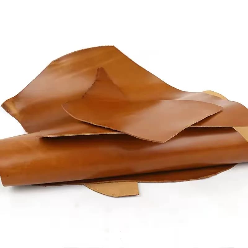 Yellow brown 2mm stiff oil wax leather, genuine leather, top layer handmade DIY ledger, leather bag, wallet, card bag