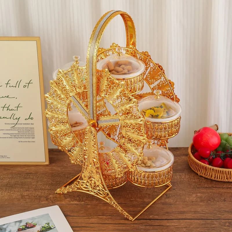 Scatola in acrilico per frutta secca, raffinato piatto girevole a forma di mulino a vento di alta gamma con coperchio, ornamento per la casa.
