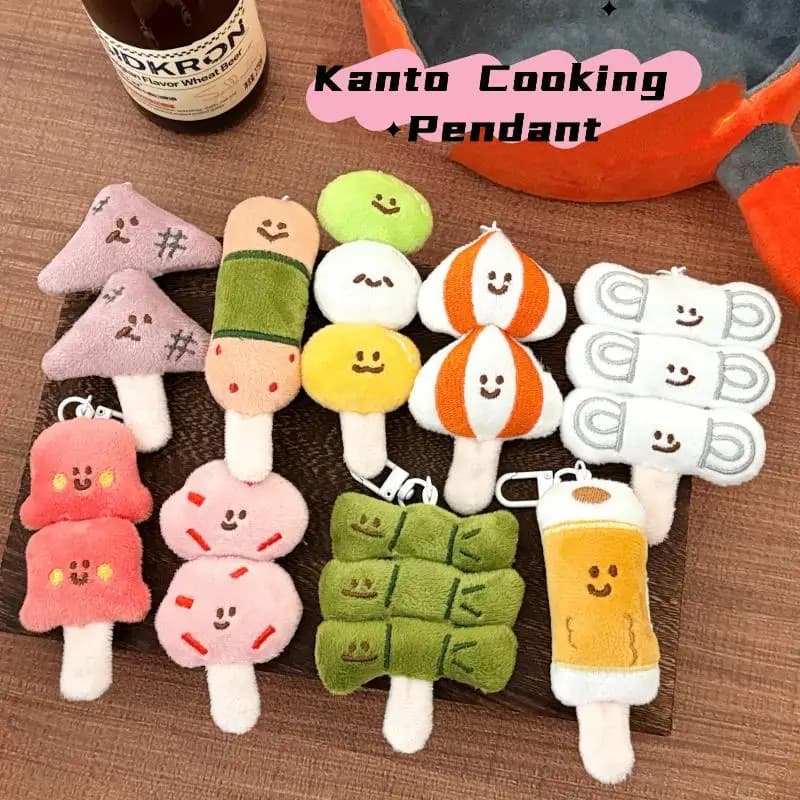 Portachiavi in Peluche a Forma di Oden Cartone Animato, Ciondolo Creativo a Forma di Cibo Simulato, Accessorio Decorativo per Auto e Zaino, Regalo