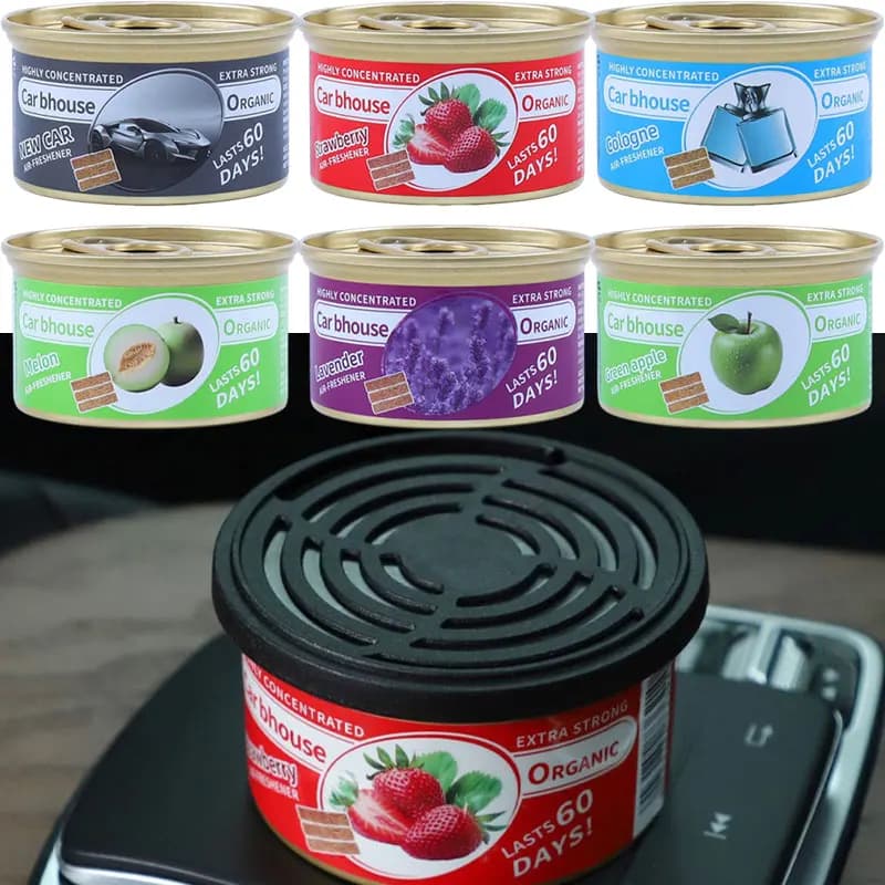 Aroma per auto Deodoranti per auto Profumo Blocchi di legno in scatola Sapore di frutta Aromaterapia automatica a lunga durata Deodorante per auto Forniture