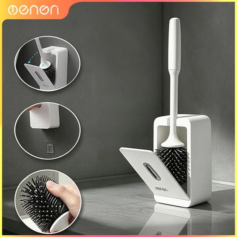 Toilet Brush Wall-mounted Silicone Cleaning Brush No Blind Spot Household Bathroom Accessories Toilet Brush