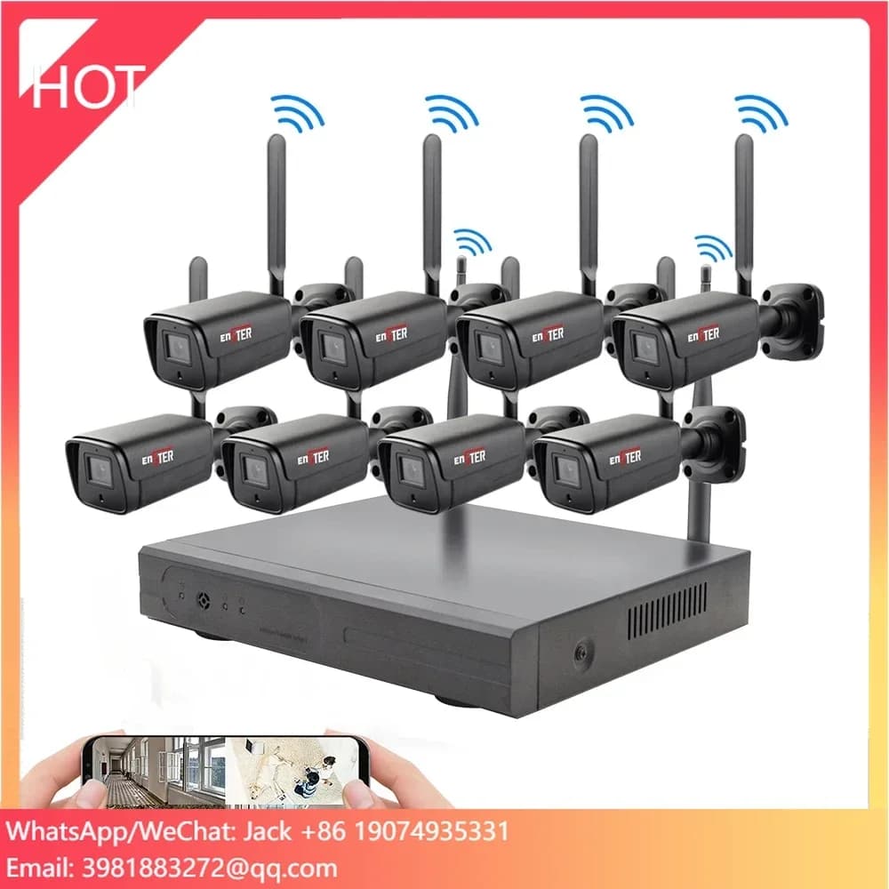 HD 8CH 3MP Cctv Outdoor Ultimo kit WiFi per visione notturna impermeabile Sistema di telecamere di sicurezza domestica wireless