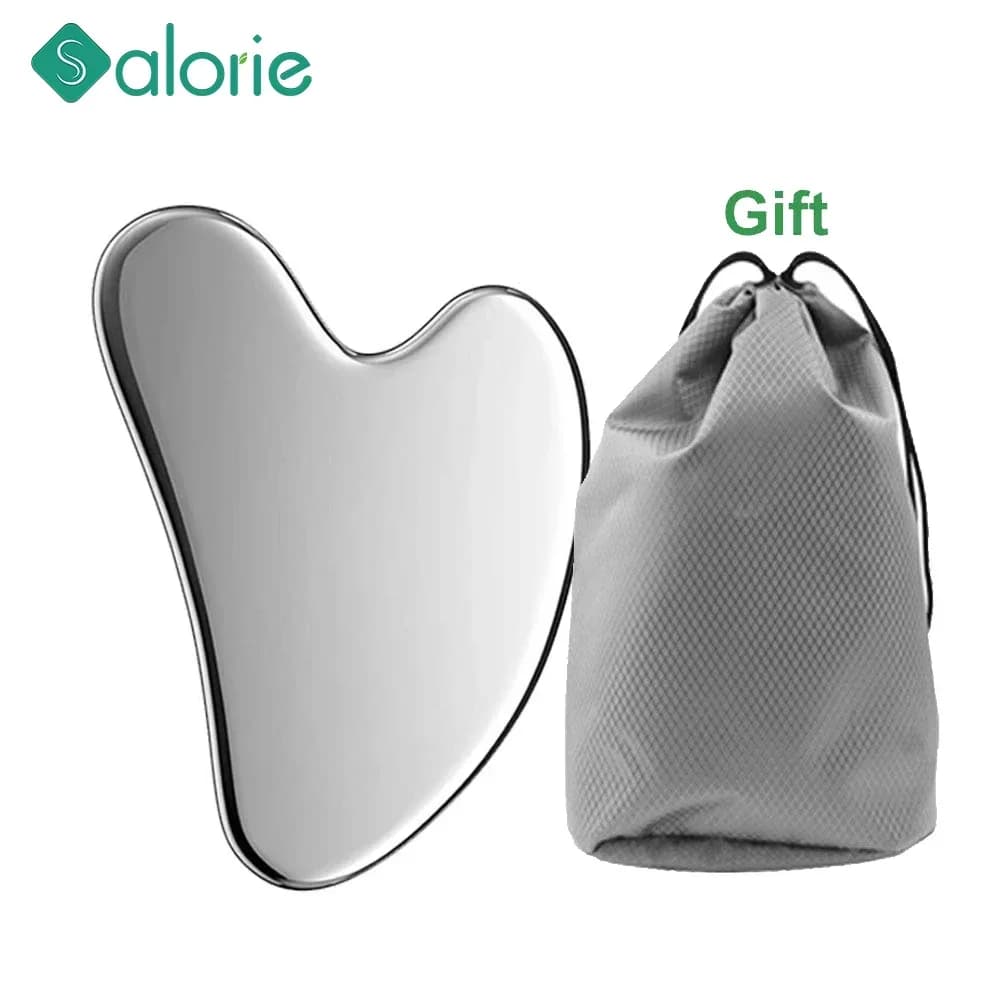 Gua Sha Tablet for Massage Face in Stainless Steel, Body Massage, SPA Facial Scratching Plate, Guasha Raschietto for Collo e Schiena