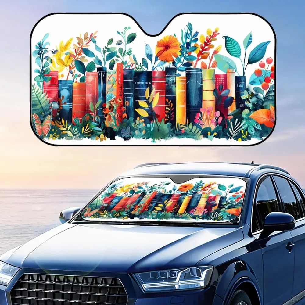 Parasole per Auto con Motivo Floreale, Pieghevole, Universale, Protezione UV, Isolamento Termico, Copertura Richiudibile