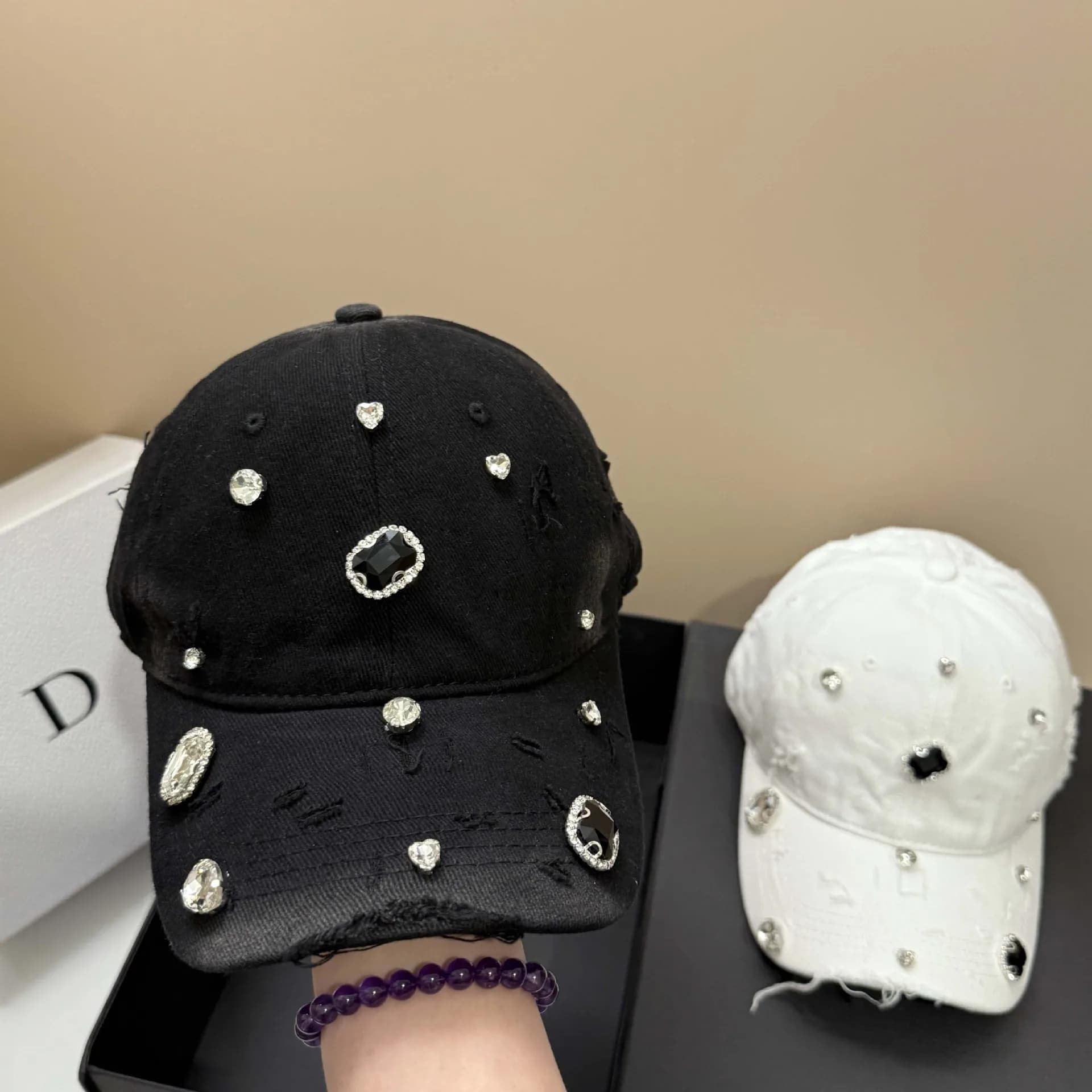 Berretto da baseball lavato in cotone con foro di strass di lusso Moda streetwear Berretto snapback hip-hop Cappellino da golf da tennis con protezione solare regolabile