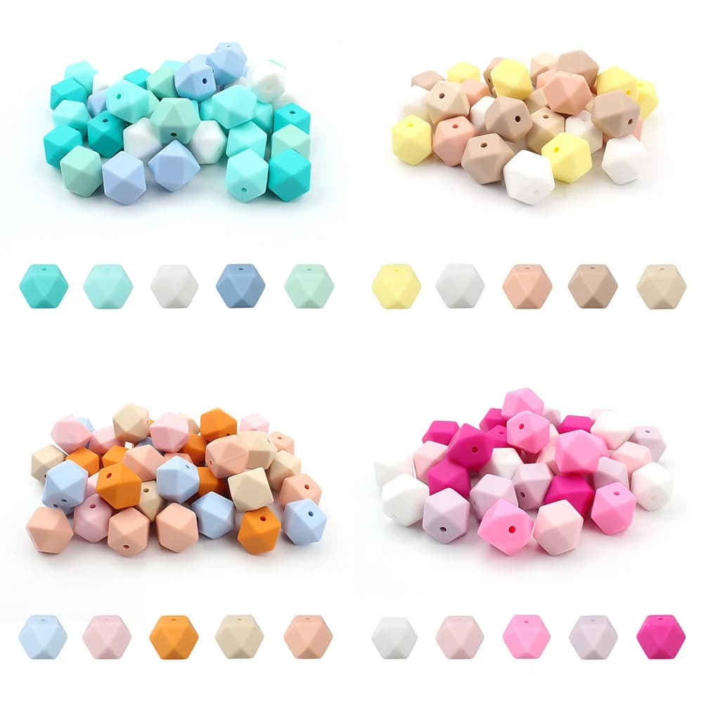 10/25/50 pz 14mm Perline Esagonali In Silicone per la Decorazione Della Penna Creazione di Gioielli Collana Bracciali Portachiavi FAI DA TE Accessori All'ingrosso