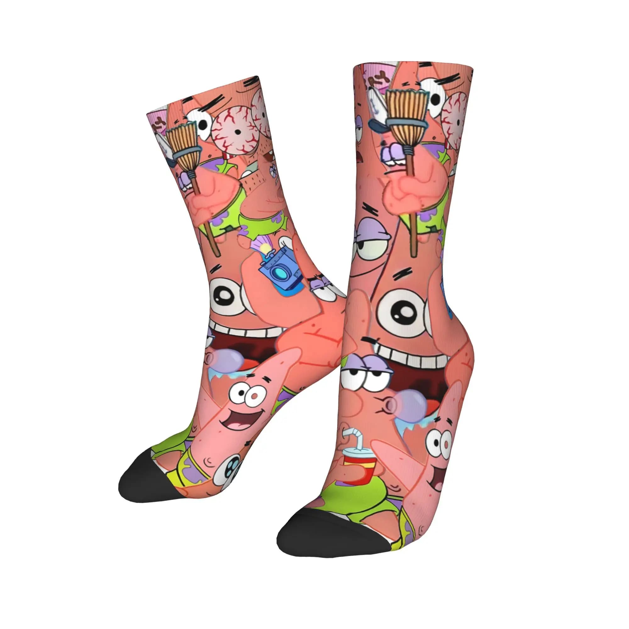 SpongeBobs Crazy Cartoon Face Print Socks Fashion Stockings Winter Anti Skid Adults Men Socks High Quality Cycling Socks